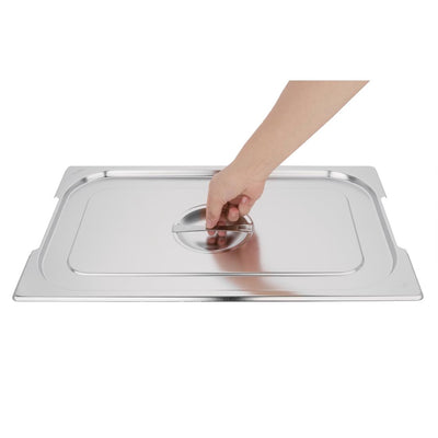 Vogue Stainless Steel 1-2 Gastronorm Notched Lid