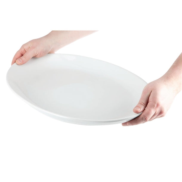 Olympia Whiteware French Deep Oval Plates 500mm