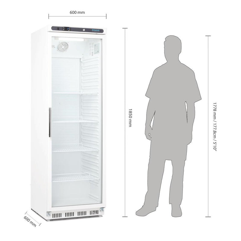 Polar C-Series Upright Display Fridge 400Ltr White