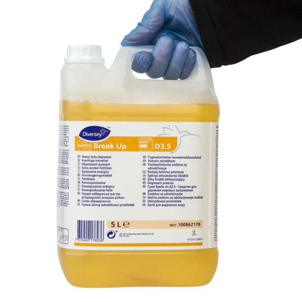 Suma Break Up D3.5 Heavy-Duty Kitchen Degreaser Concentrate 5Ltr (Pack of 2)