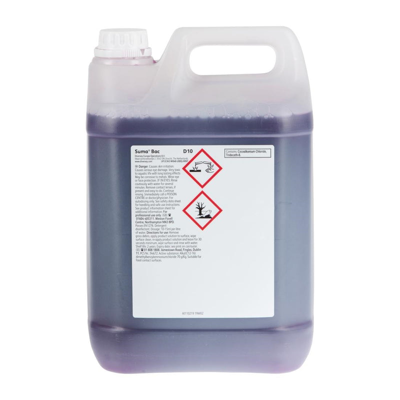 Suma Bac D10 Cleaner and Sanitiser Concentrate 5Ltr (Pack of 2)