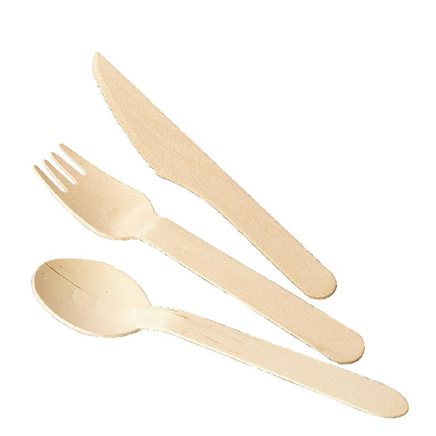 Fiesta Green Biodegradable Disposable Wooden Dessert Spoons (Pack of 100)