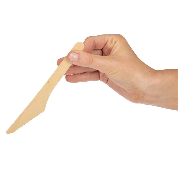 Fiesta Green Biodegradable Disposable Wooden Knives (Pack of 100)