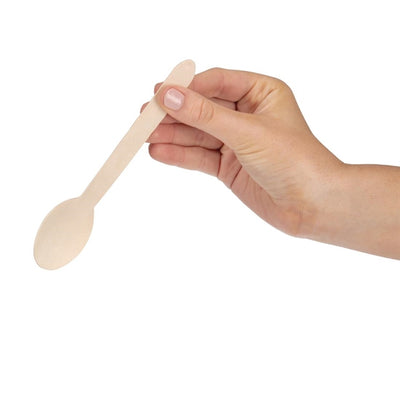 Fiesta Green Biodegradable Disposable Wooden Dessert Spoons (Pack of 100)