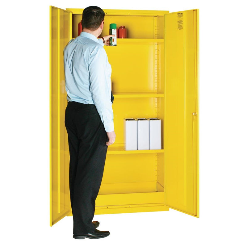 Hazardous Substance Cabinet Double Door Yellow 50Ltr