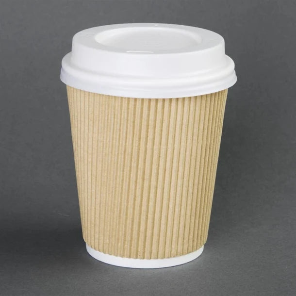 Fiesta Disposable Coffee Cup Lids White 340ml - 12oz and 455ml - 16oz (Pack of 50)