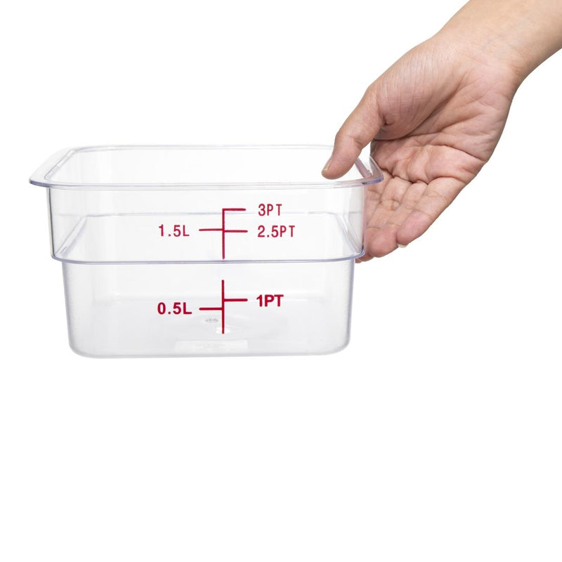 Vogue Polycarbonate Square Storage Container 1.5Ltr