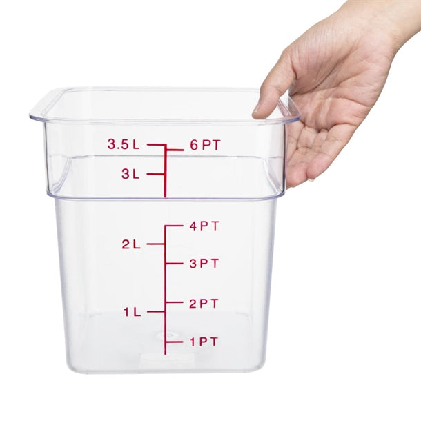 Vogue Polycarbonate Square Storage Container 3.5Ltr