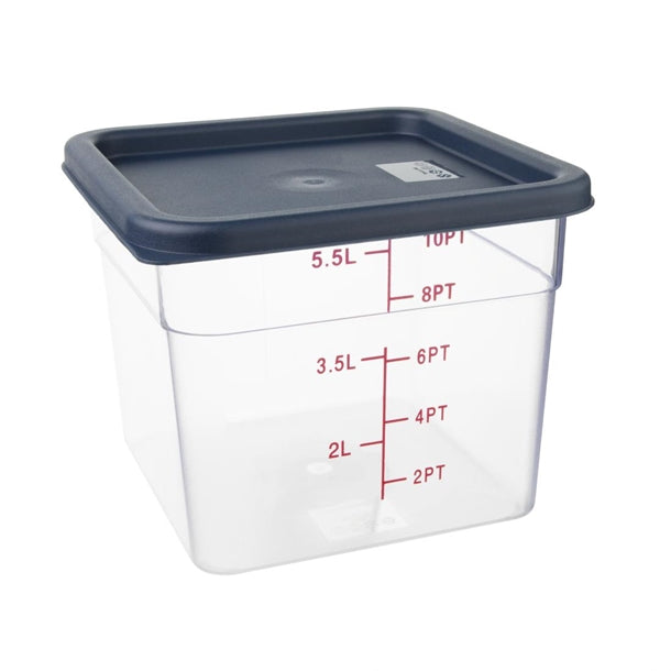 Vogue Polycarbonate Square Food Storage Container Lid Blue Large
