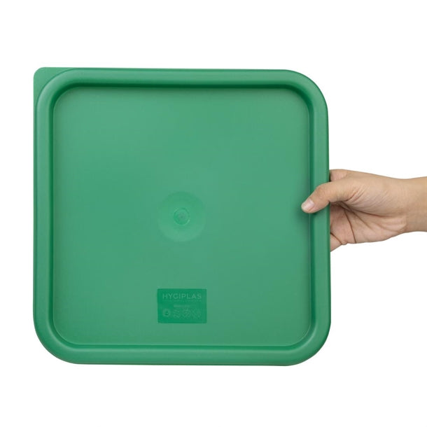 Vogue Polycarbonate Square Food Storage Container Lid Green Large