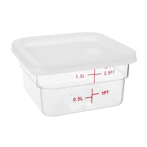 Vogue Polycarbonate Square Food Storage Container Lid White Small