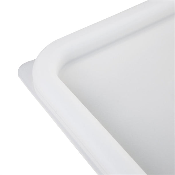 Vogue Polycarbonate Square Food Storage Container Lid White Small