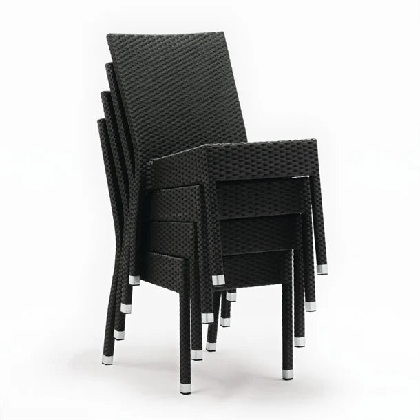 Bolero PE Wicker Side Chairs Charcoal (Pack of 4)