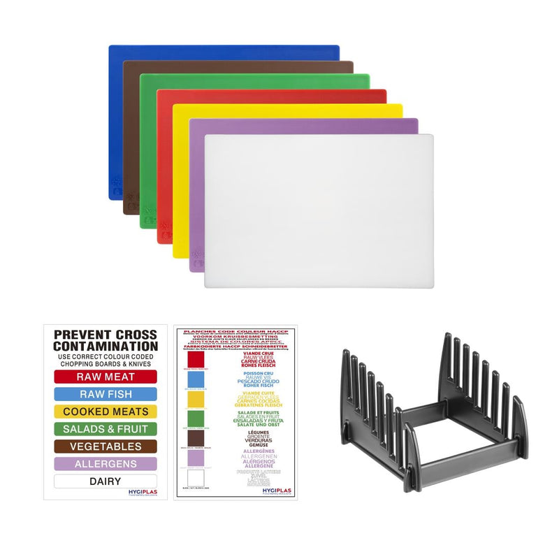 Hygiplas Low Density Chopping Board Set (Pack of 6)