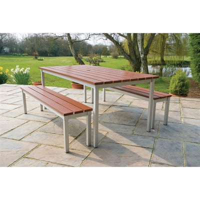 Enviro Square Outdoor Walnut Effect Faux Wood Table 1250mm