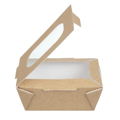 Huhtamaki Recyclable Paperboard Takeaway Boxes With Window Small 700ml - 24oz (Pack of 360)