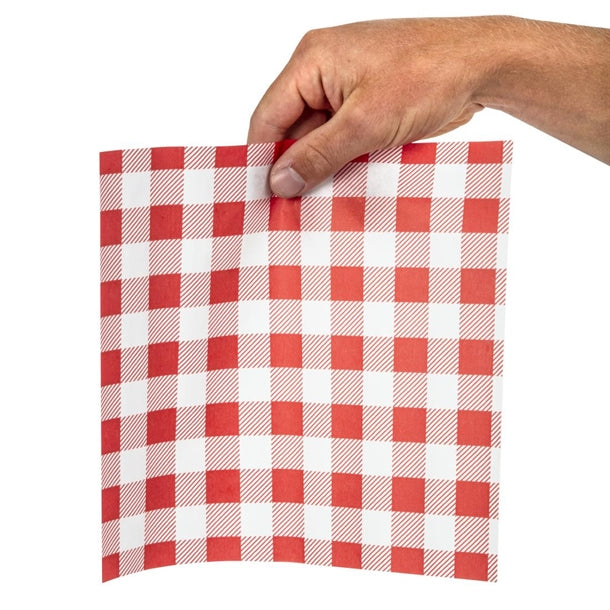 Greaseproof Paper Sheets Red Gingham 250 x 250mm (Pack of 200)
