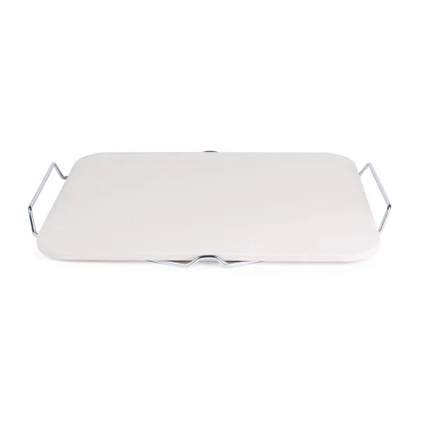 Rectangular Pizza Stone with Metal Serving Rack 15in