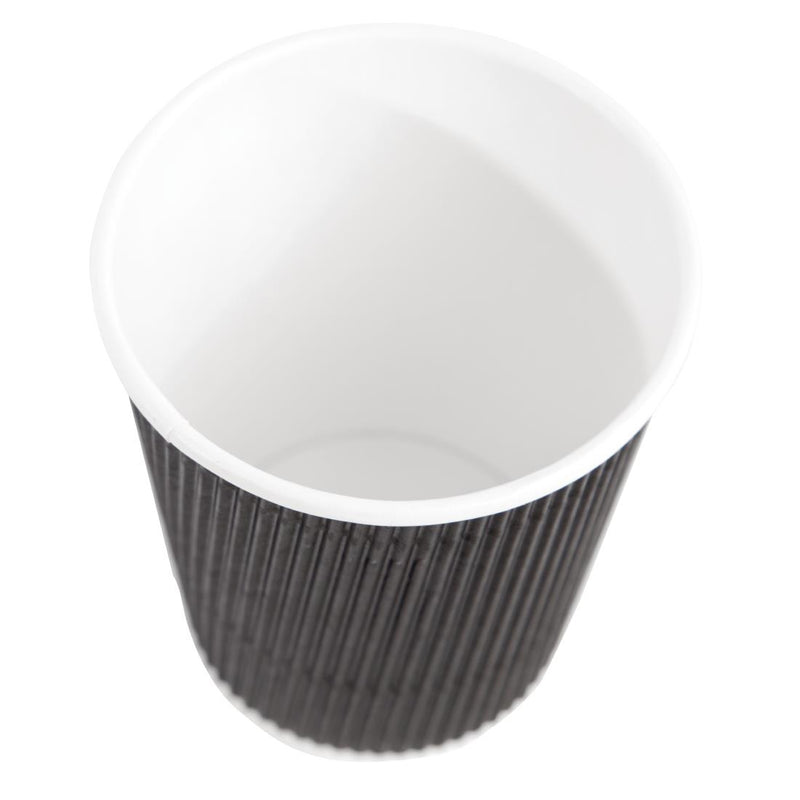 Fiesta Disposable Coffee Cups Ripple Wall Black 225ml - 8oz (Pack of 500)