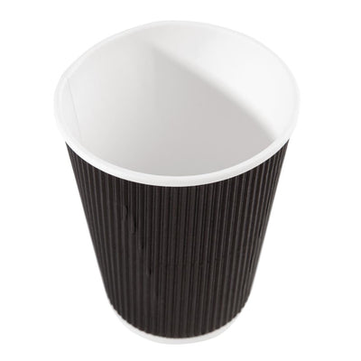Fiesta Disposable Coffee Cups Ripple Wall Black 340ml - 12oz (Pack of 500)