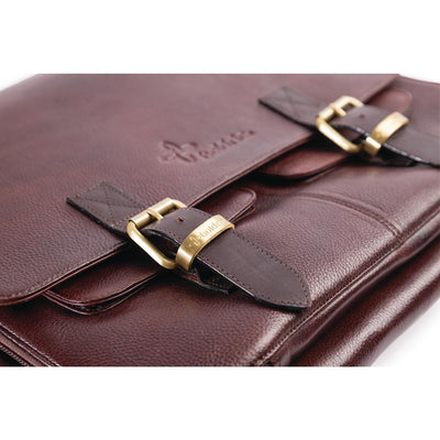 Boldric Messenger Leather Knife Bag Brown 10 Slots