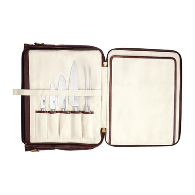 Boldric Messenger Leather Knife Bag Brown 10 Slots