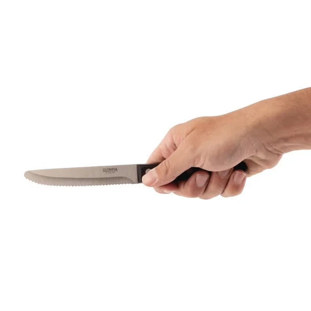 Olympia Rounded Steak Knives Black (Pack of 12)
