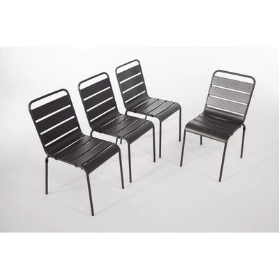Bolero Slatted Steel Side Chairs Grey (Pack of 4)