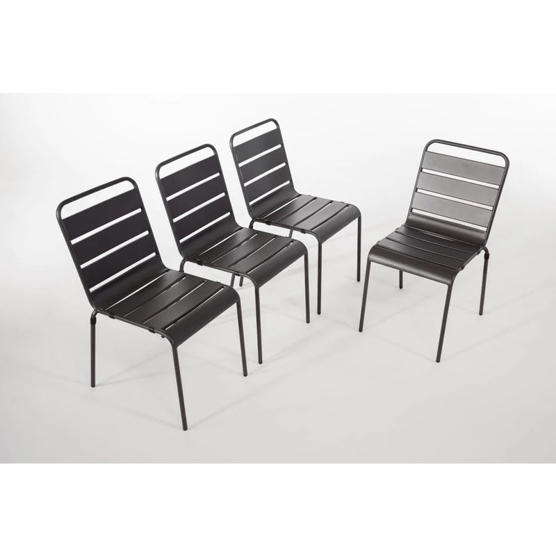 Bolero Slatted Steel Side Chairs Grey (Pack of 4)