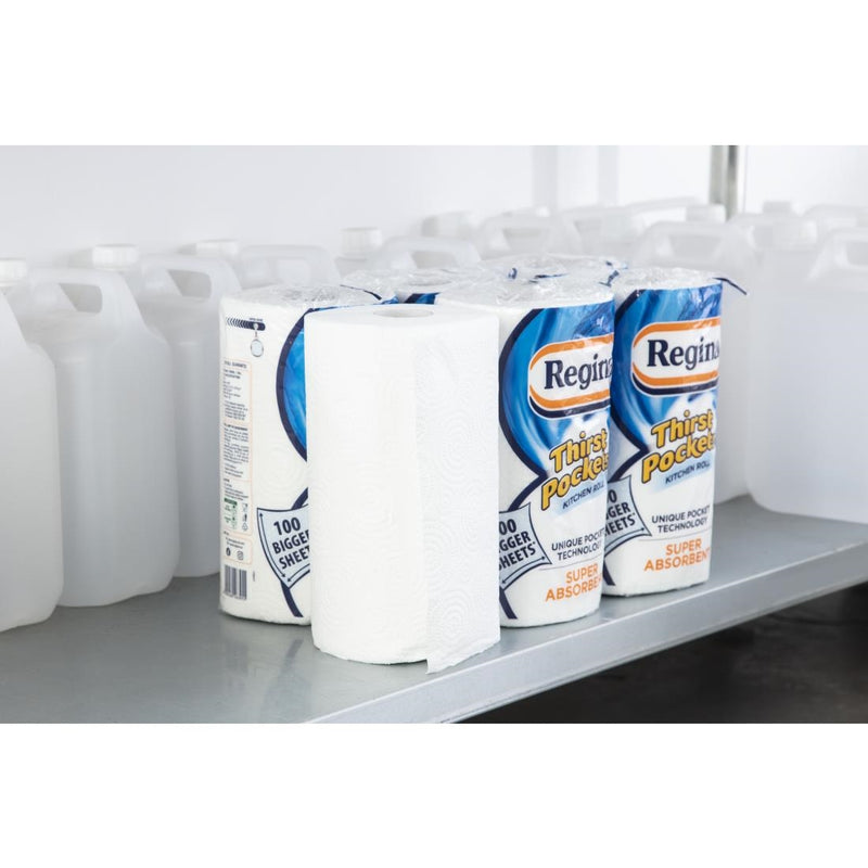Regina Thirst Pockets Kitchen Roll White 2-Ply 22.9m (Pack of 6)