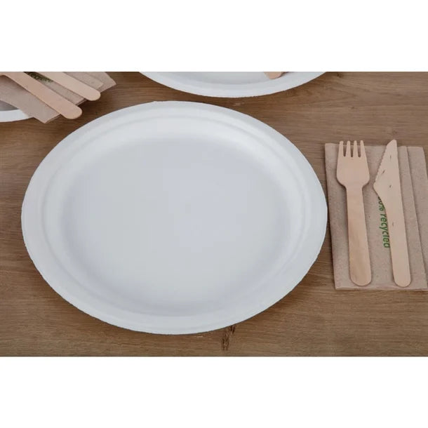 Fiesta Green Compostable Bagasse Plates Round 260mm (Pack of 50)