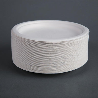 Fiesta Green Compostable Bagasse Plates Round 179mm (Pack of 50)