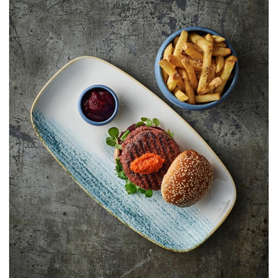 Churchill Homespun Accents Aquamarine Oblong Plates 352X187mm (Pack of 6)