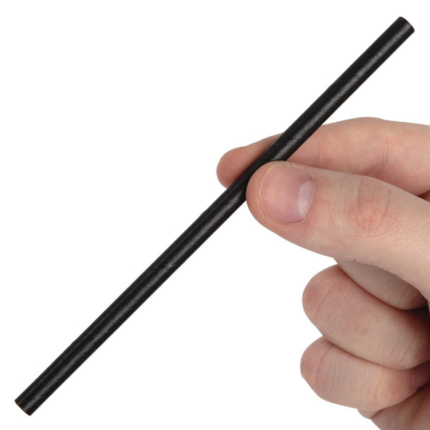 Fiesta Green Compostable Paper Cocktail Stirrer Straws Black (Pack of 250)