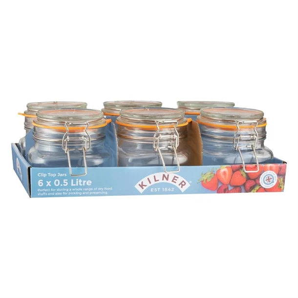 Kilner Clip Top Square Preserve Jars 500ml (Pack of 6)