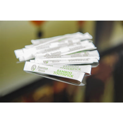 Individually Wrapped Biodegradable Bamboo Toothpicks (Pack of 1000)