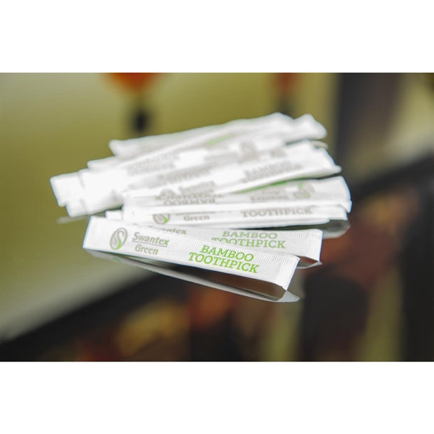 Individually Wrapped Biodegradable Bamboo Toothpicks (Pack of 1000)