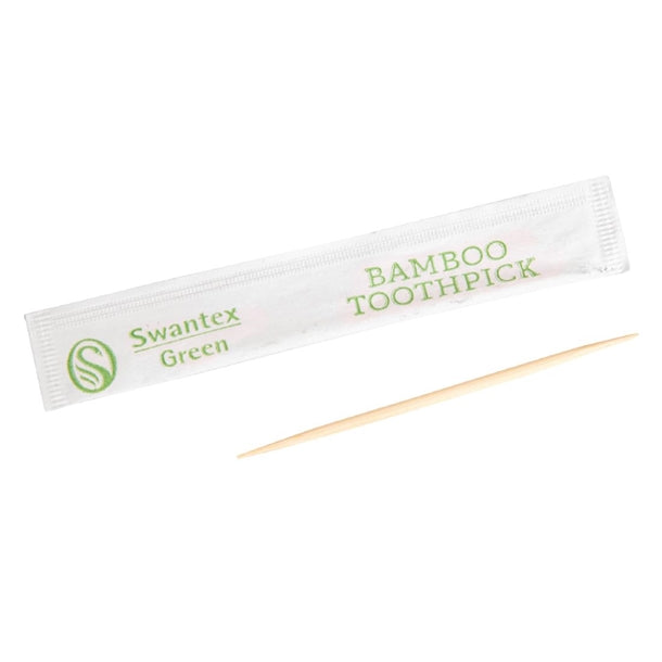 Individually Wrapped Biodegradable Bamboo Toothpicks (Pack of 1000)