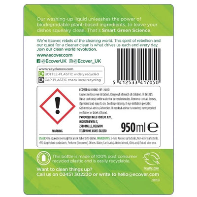Ecover Lemon and Aloe Vera Washing Up Liquid Concentrate 950ml