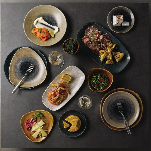 Churchill Stonecast Patina Oblong Chef Plates Rustic Teal 355 x 189mm (Pack of 6)