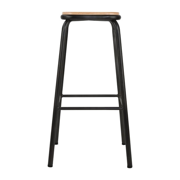 Bolero Cantina High Stools with Wooden Seat Pad Metallic Grey (Pack of 4)