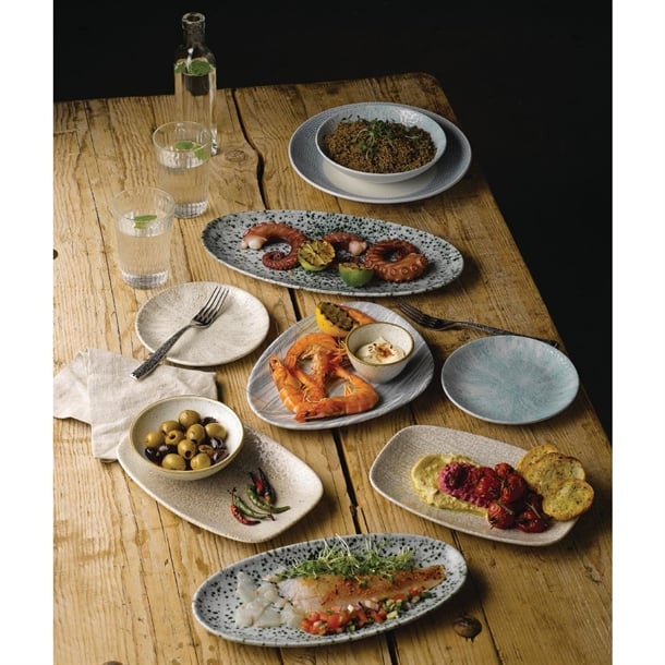Churchill Breccia Oblong Chef Plate Agate Grey 157 x 237mm (Pack of 12)