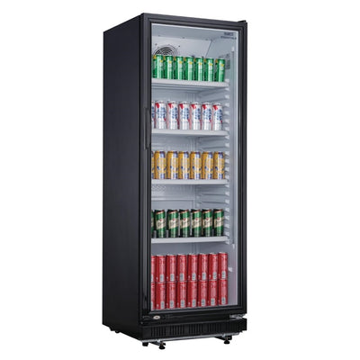 Nisbets Essentials Upright Display Fridge Black 346Ltr