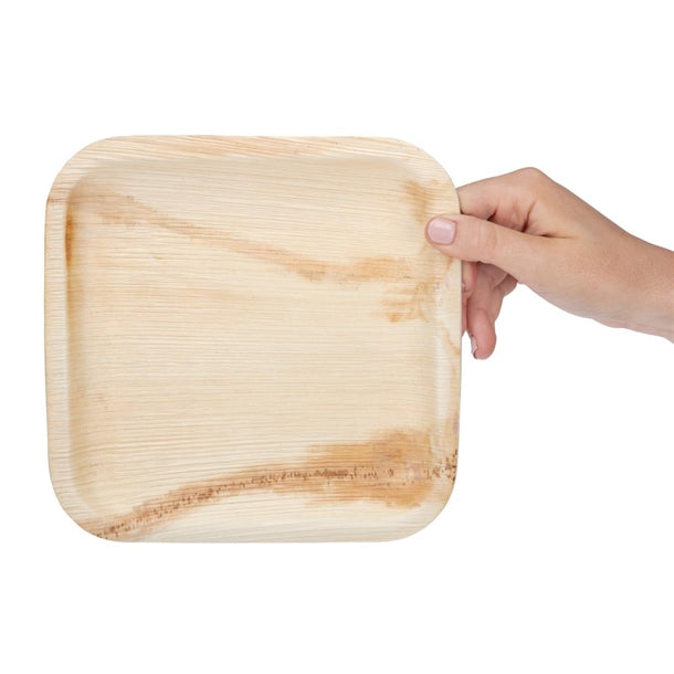 Fiesta Green Biodegradable Palm Leaf Plates Square 200mm (Pack of 100)