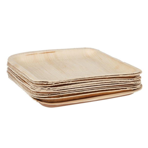 Fiesta Green Biodegradable Palm Leaf Plates Square 250mm (Pack of 100)