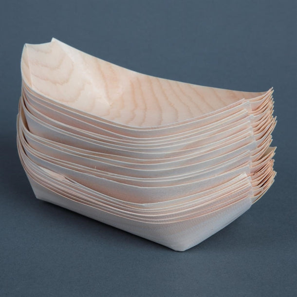 Fiesta Green Biodegradable Wooden Sushi Boats Medium 190mm (Pack of 100)