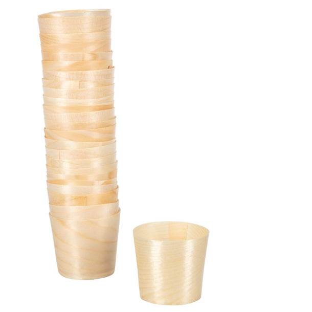 Fiesta Green Biodegradable Wooden Sauce Pots 38ml - 1.25oz (Pack of 100)