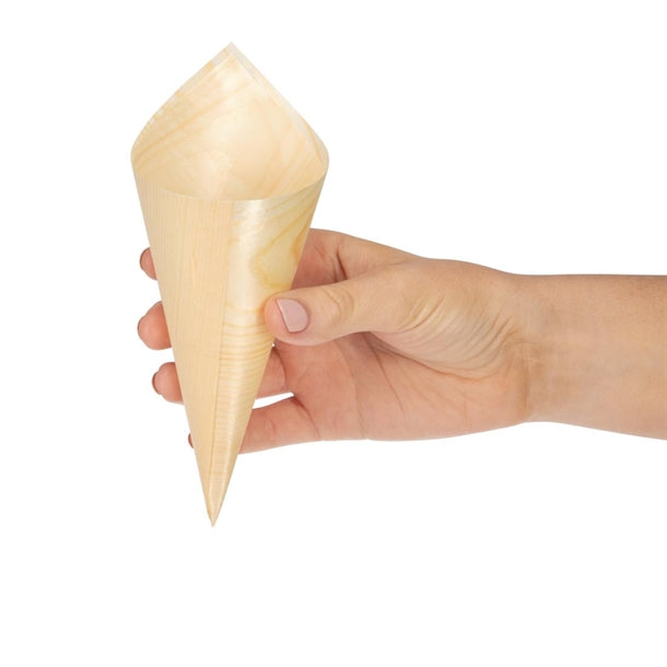 Fiesta Green Biodegradable Wooden Canape Cones 75mm (Pack of 100)