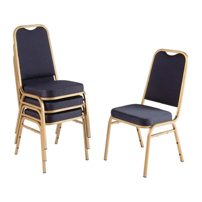 Bolero Square Back Banquet Chairs Blue & Gold (Pack of 4)