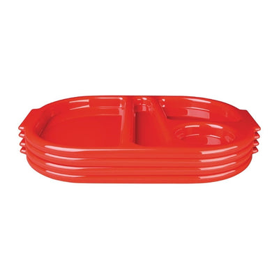 Kristallon Large Polycarbonate Compartment Food Trays Red 375mm
